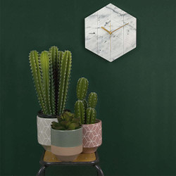 Wall clock Marble Hexagon - White [DISPLAY Left]