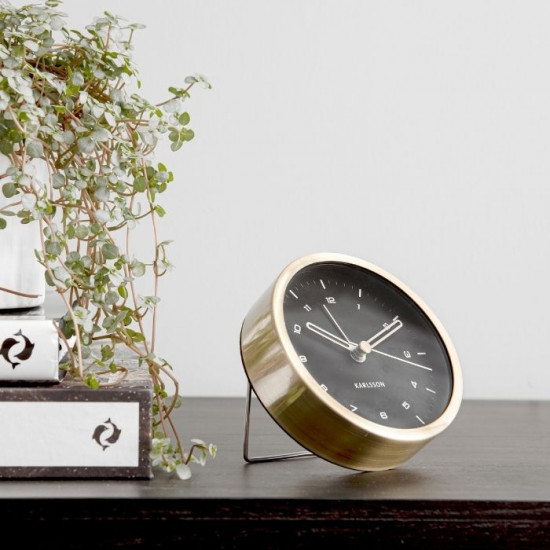 Alarm clock Tinge Steel - Gold with Black Dial [DISPLAY Left]