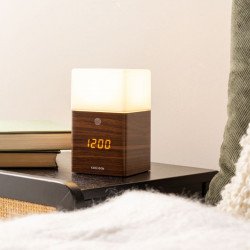 Alarm Clock Frosted Light LED - dark wood veneer