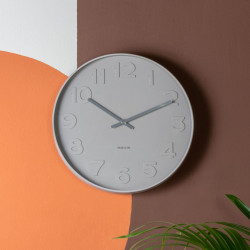 Wall Clock Mr. Grey Numbers, Warm Grey