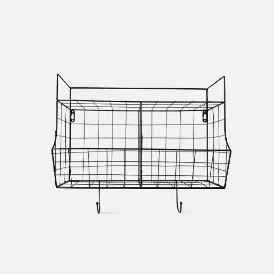 Kitchen Wall Rack Basket - Black