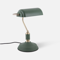 Table lamp Bank Iron Green w. Antique Gold [DISPLAY Left]