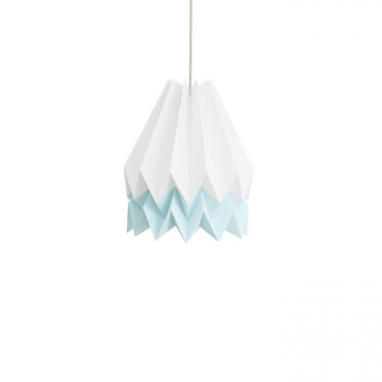 Origami Paper Lamp - White with Blue Stripe