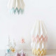 Origami Paper Lamp - White with Blue Stripe