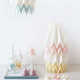 Origami Paper Lamp - White with Pink Stripe