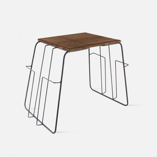 [Sale] Side table Wired metal wood top - black