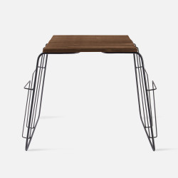 Side table Wired metal wood top - black [Display] 